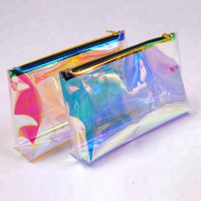 China Used for cosmetic packaging customized cheap promotional holopraphic pvc makeup pouch cosmetic pouch cosmetic zipper bag for sale