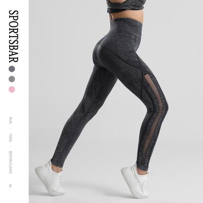 China Breathable High Compress Workout Leggings Butt crack! crack! hollow winter leggings gym gaiters for sale