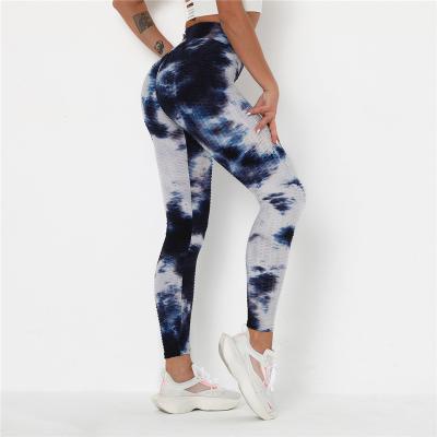 China Black Tie Dye Booty Fitness Women Bubble Dye Tie Legging Breathable Dye Booty Yoga Wear Black Tie Dye Gaiters Crack! crack! for sale