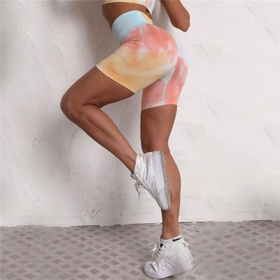 China Breathable Hot Selling Colorful Smooth Fabric Tie Dye Sweat Shorts Women's Shorts Tie Dye Yoga Wear Butt Shorts Crac! crack! for sale