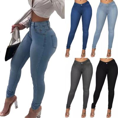 China Haisen China Factory Breathable Fashion New Design Distressed Blue Tight Butt Denim Pants Supplier High Waist Ripped Skinny Woman Jeans for sale