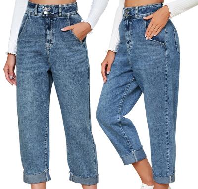 China Haisen factory custom clothing women's jeans border wide leg pants high waist breathable plus size women's wide leg pants for sale