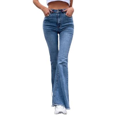 China Haisen Waterproof Wholesale High Quality Fashion Jeans Casual Slim Fit Women Stretch High Waist Wide Leg Flare Jeans for sale