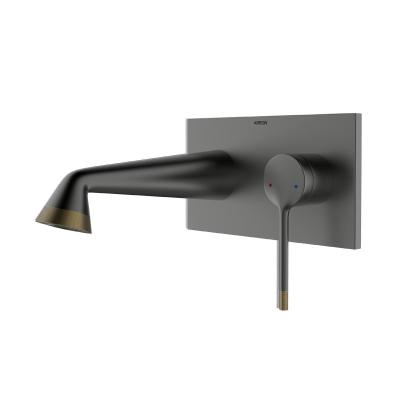 China Grifos de cobre amarillo del fregadero del cuarto de baño del grifo de Grey Wall Mount Basin Mixer en venta