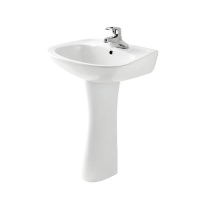 China Bathroom Ceramic Freestanding Pedestal Basin , Round Small Corner Pedestal Sink for sale