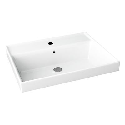 China Countertop Basin Ceramic White Glazed Rectangular Wash Basins Bathroom Hotel Toilets WC for sale