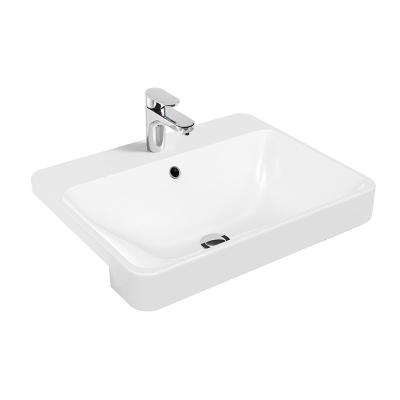 Chine Lavabo semi enfoncé en céramique 586x470x173mm avec le débordement à vendre