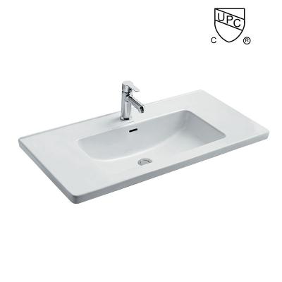 Chine Dessus de table en céramique de lavabo de vanité de salle de bains d'UPC pour la toilette d'hôtel à vendre