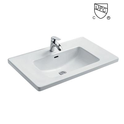 China UPC Counter Top Basin , White Vanity Rectangular Wash Hand Basin for sale