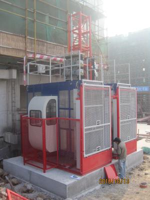 China Custom Red 1000kg Twin Cage SC200 Goods Material Personnel Hoist with Hot Dipped Zinc for sale