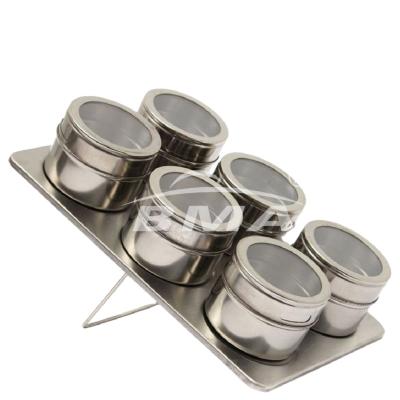 China Sustainable Organizer Bottles And Shaker Set Magnetic Metal Holders Stainless Steel Spice Jar for sale