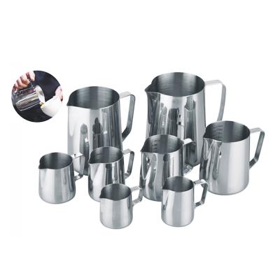 China Viable Espresso Latte Art Garland Frother Bartender Stainless Steel Custom Coffee Frothing Pitcher Milk Jug for sale