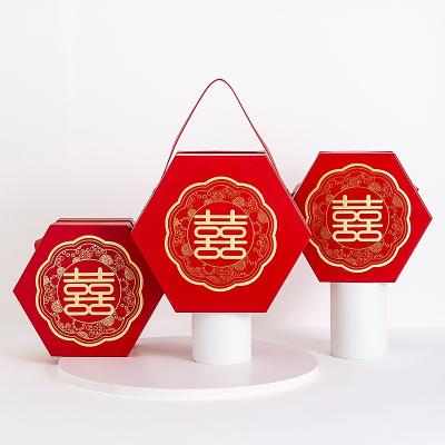 China Portable Red 6 Point Holiday Packing Gift Box Traditional Chinese Handmade Red Gift Boxes 20.3*20.3*8.5 Packing Large Boxes For Gift Set for sale