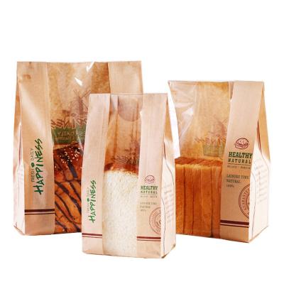 China Recyclable Custom Paper Food Grade Material Bread Bag LOGO Pattern Food Paper Bag Packaging for sale