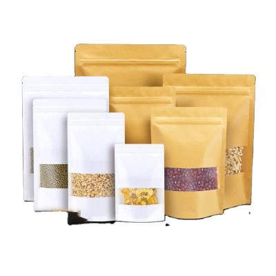 China Recyclable kraft paper bag with frosted window whip color packaging food dried fruit bag pe food zipper packaging bag for sale