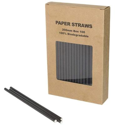 China Recyclable Custom Black Paper Packaging Straws Eco - Friendly Degradable Paper Straws for sale