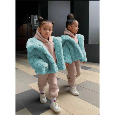 China Custom Made Breathable Warm Fuzzy Jacket Kids Winter Clothing Girls Kids Short Coats For Girls for sale