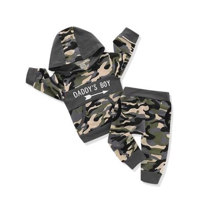 China Autumn Clothing Camouflage Hooded Tops +Long Baby Boy Casual Set Long Sleeve Infant Sports Gaiters for sale