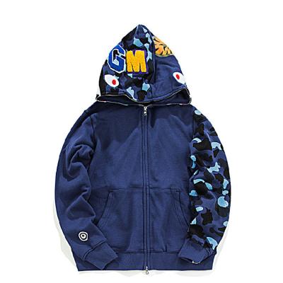 China Anti-wrinkle OEM polyester plain full face zipper neon blank hoodie for men full zipper hoodie for sale