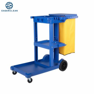 China Mulit Function Household Supplies Plastic Utility Cart Janitor Trolley Multi Functional Service Trolley for sale