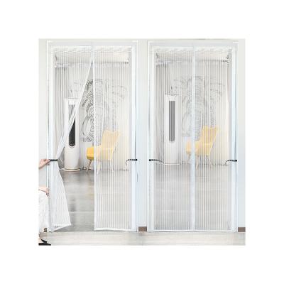 China Modern Magnetic Screen Door White Stripe Expand Magnetic Block In And Out , Quickly Closing for sale