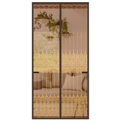 China Factory Wholesale Modern Chic Magnet Polyester Luxury Insect Door Curtain Inside The Yard Gold Anti - for sale