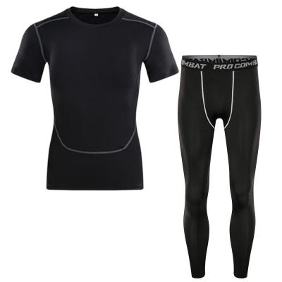 China Breathable Tight Training Suit Running Fitness Suit Short Sleeve Trousers Sports Quick-drying Suit Yoga Clothes Men for sale