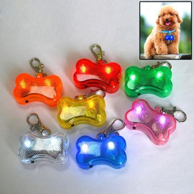 China LINLI Viable Custom Bone Shape Mini Plastic Flashing LED Pet ID Tag Dog Name Tag LED Dog Collar Pendant for sale