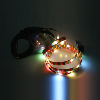 China LINLI Lights 2.5 Meter Rainbow Light Strip USB LED Light Dog Leash with Tangle Free, Comfort Anti-Slip Handle for sale