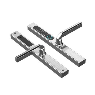 China Office 304 Stainless Steel IPX5 TTLock App Fingerprint Password Keyless Entry Bedroom Aluminum Smart Sliding Door Lock for sale