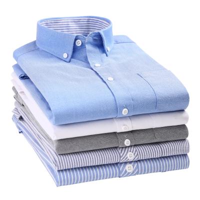 China Wholesale Casual Anti-pilling Mens Long Sleeve Oxford Shirt Solid 100% Cotton for sale