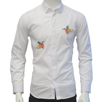 China New Designer Cotton Embroidery Anti-pilling New Designer 100% White Long Sleeve Mens Dress Shirt for sale