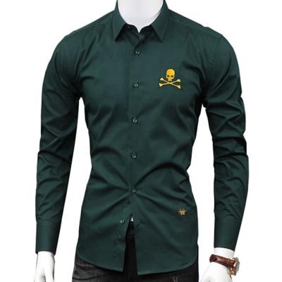 China Factory direct sale 100 cotton embroidery skull logo anti-pilling anti-pilling long sleeve men s shirts for sale