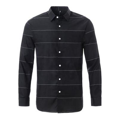 China 2022 Wholesale Casual Anti-pilling Long Sleeve Striped 100% Cotton Mens Smart Shirts for sale