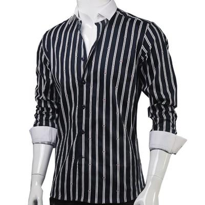 China Custom Long Sleeve Anti-Pilling 100 Cotton Striped Camisas Men's Dress Shirts for sale