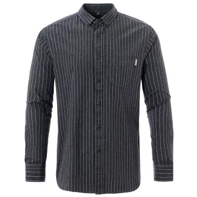 China Custom 100% cotton anti-pilling striped mens camisas long sleeve shirt for sale