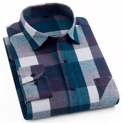 China Custom Made Casual Camisas Masculinas Mens Anti-Pilling Cotton Flannel Shirts 100% for sale