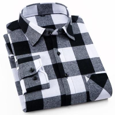 China Custom Logo Embroidery Anti-pilling Cotton Men's 100% Long Sleeve Flannel Shirts for sale