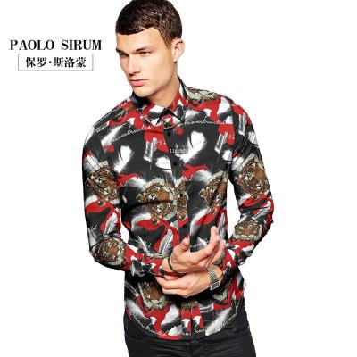 China Anti-pilling 2022 new 3d models printing long sleeve polyester men shirts for sale