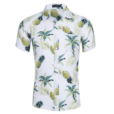 China Custom Short Sleeve Mens Anti-Pilling Printed Flower Cotton Hawaiian Shirts for sale