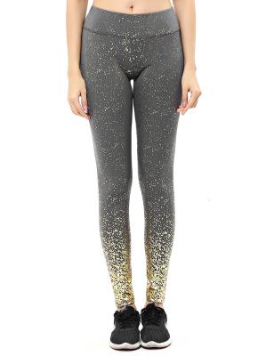 China ACTIVE STRETCH Women's High Waist Leggings 7/8 Length Glitter Yoga Pants Running Tights With Black Foil Stamping for sale