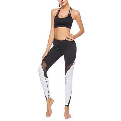 China Adult Women's Antibacterial Mesh Spandex High Waist Leggings Yoga Sports Sets Ladies Workout Gaiters for sale