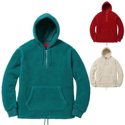 China OEM Custom Embroidery 3D Logo Mens Fleece Pullover Hoodie 1/4 Zipper Kangaroo Pocket Sherpa Anti-Shrink Hoodies for sale