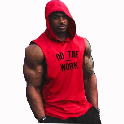 China Wholesale Training Wear QUICK DRY Knitted Cotton Sports Hoodie Tops Fitness Muscle Man Invest Stringer Tank Top Oversize Custom Print Hooded for sale