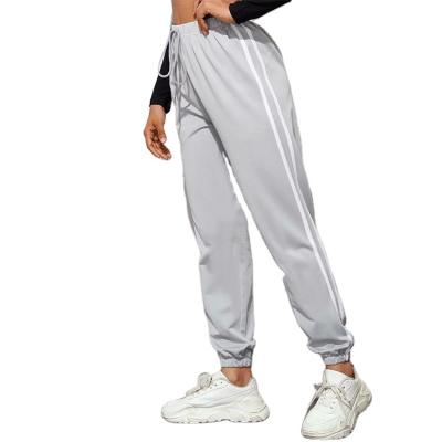 China Custom Breathable Wholesale Women Stripe Drawstring Waist Sweatpants Side Jogger Pants for sale