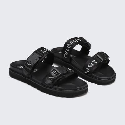 China Hot Sale CUSHIONING Branded Outdoor Summer Open Toe Flat Slide Sandals For Men for sale