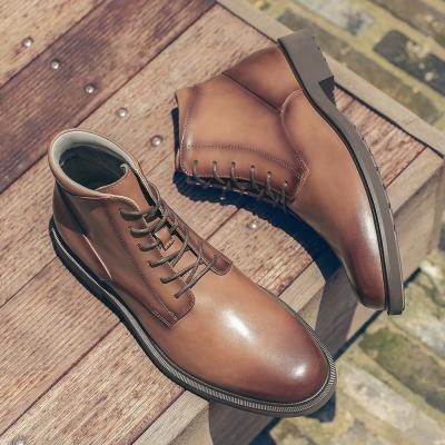 China Wholesale New Style Breathable Winter Fashion Ankle Brown Leather Boots For Men for sale