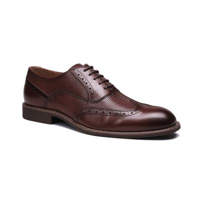 China Custom Made High Quality Office Formal Men's Brogue Breathable Leather Shoes for sale