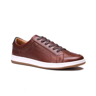 China Fashion Trend Luxury Adult Men's Custom Logo Flat Sole Brown Leather Sneakers Shoes for sale