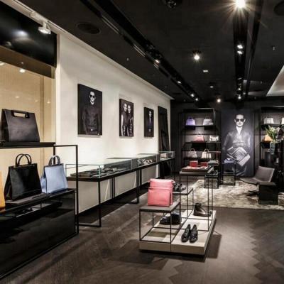 China Interior Floor POS Store Design And Showroom Decoratio Handbag Shoes Retail Store Fixture for sale